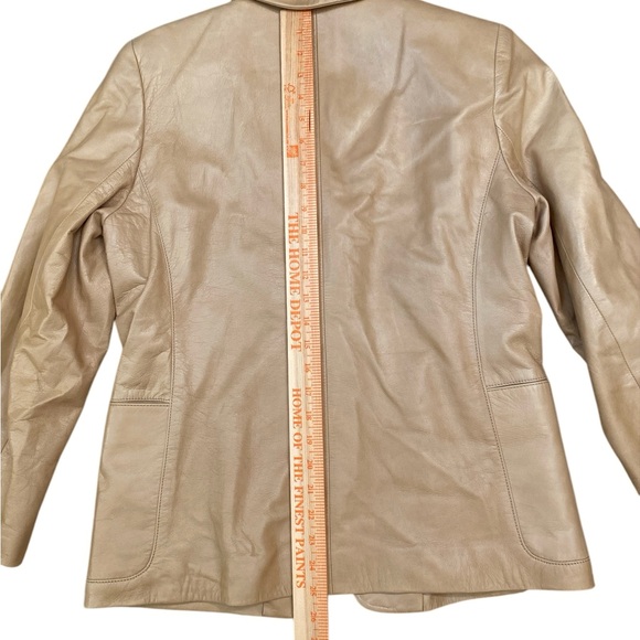 Dkny minimalist tan buttery soft leather blazer jacket - Picture 8 of 9